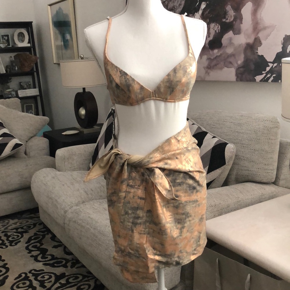 La Perla Gold Leaf Boustier, bathing suit, skirt